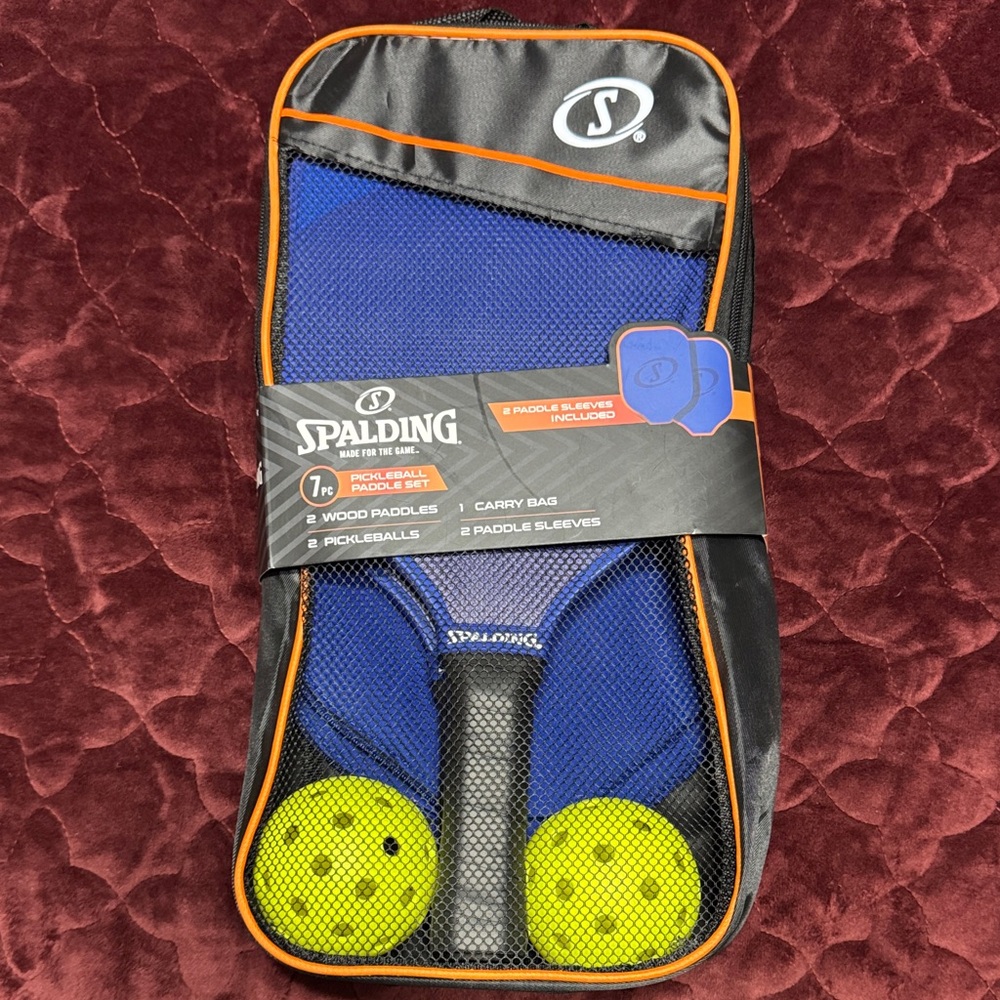 Spalding Pickleball Set with Blue and Yellow